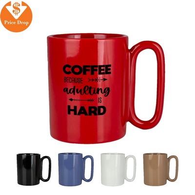 Retro 11 Oz Ceramic Mug With Large Handle